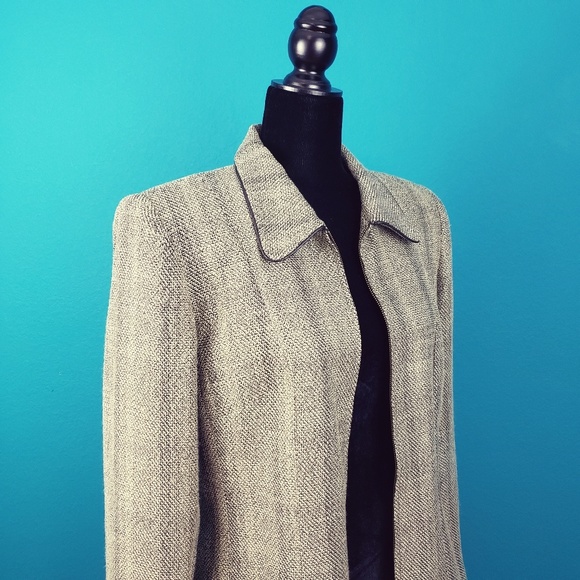 🟤🍂 INDIVIDUALS by FRAMEWORK Tweed Blazer / Jacket w/ Leather Accents - Picture 8 of 8